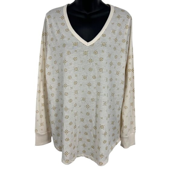 Torrid Women Girlfriend Jersey Top Blouse V-Neck Plus 0X 0 Cream Long Sleeve New - Picture 1 of 9